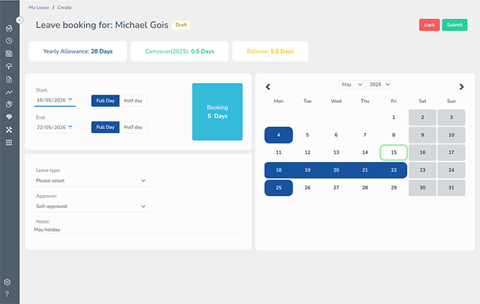 Leave Booking Form